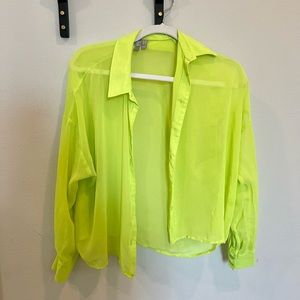 Right highlighter yellow sheer blouse